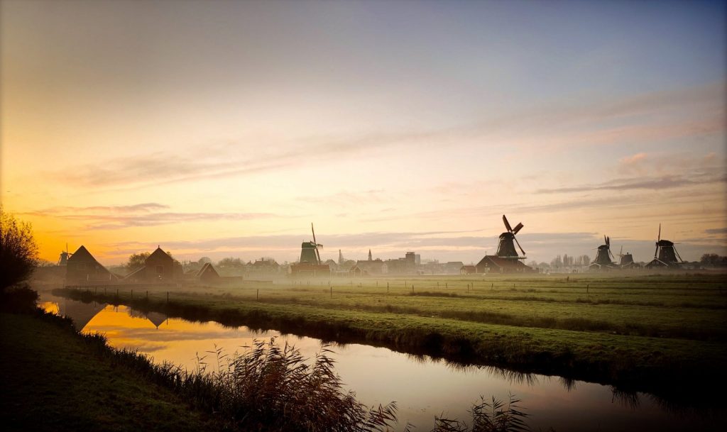Countryside of the Netherlands windmills